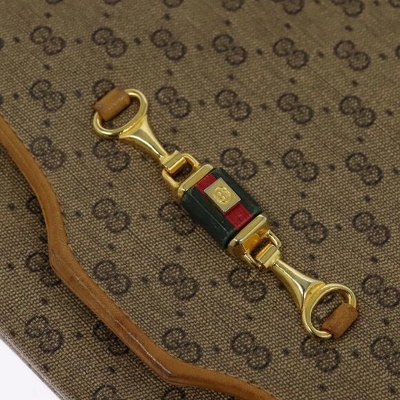 GUCCI Micro GG Supreme Shoulder Bag PVC Beige Gold Auth - Picture 10 of 16